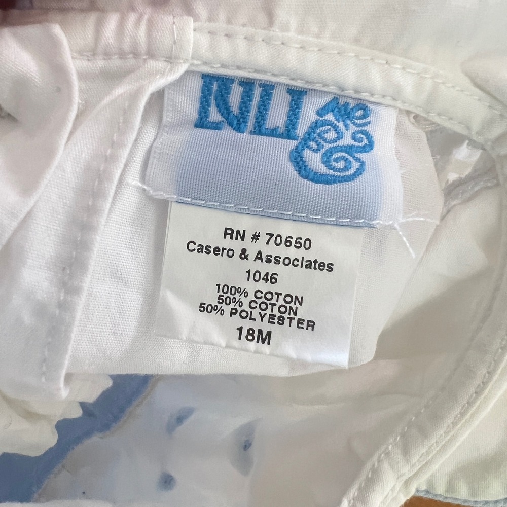 Luli Bubble Romper 18M Baby Boy Pintuck Pinstripe Blue White Vintage Classic - Picture 3 of 9